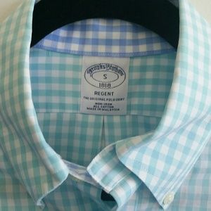 Brooks Brothers Non-Iron Regent Fit Aqua Gingham